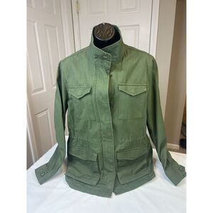 LEVI STRAUSS ~ Women's Versatile Green Canvas Field Jacket Cargo‎ Pockets Sz S